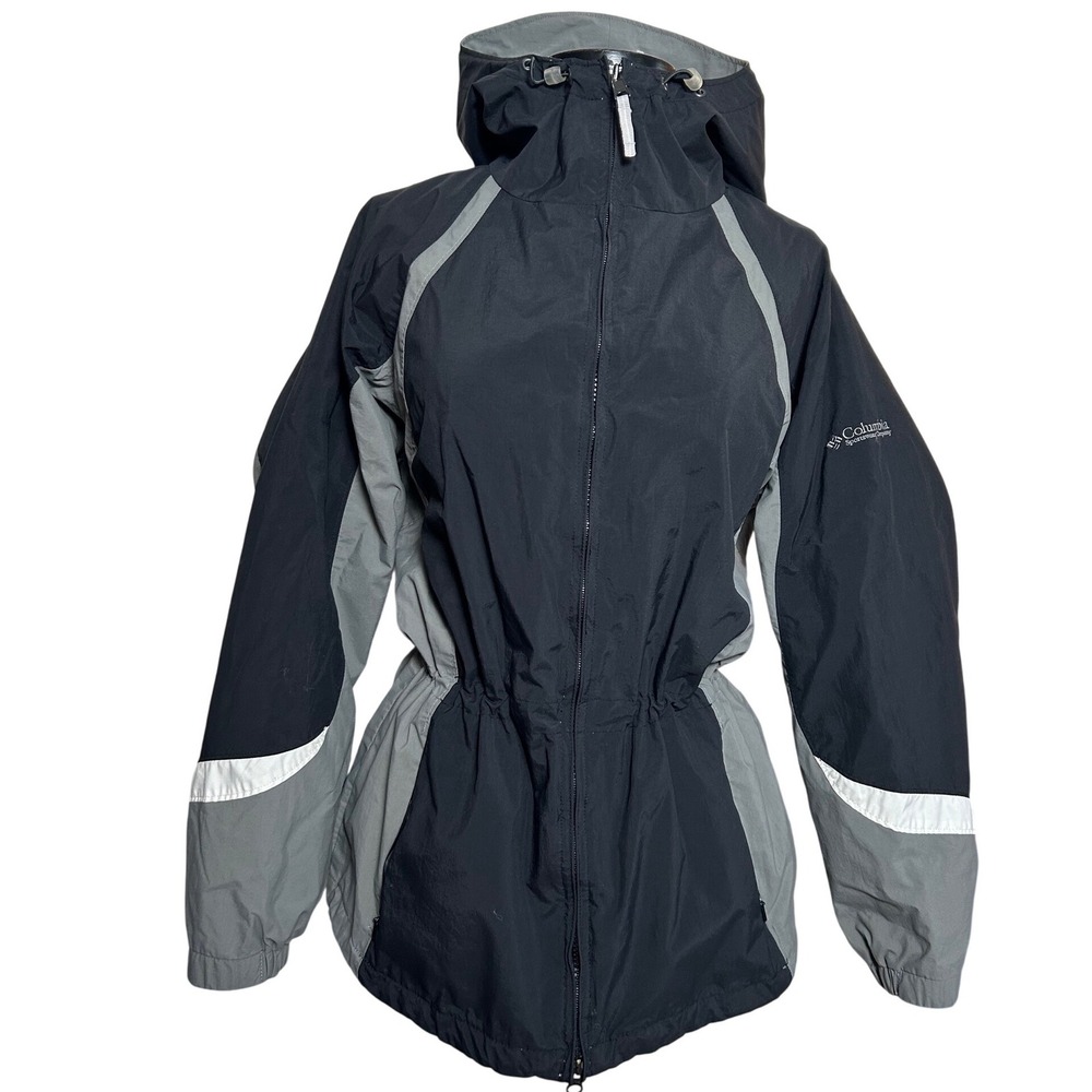 Columbia Women's Black & Gray Hooded Rain Jacket